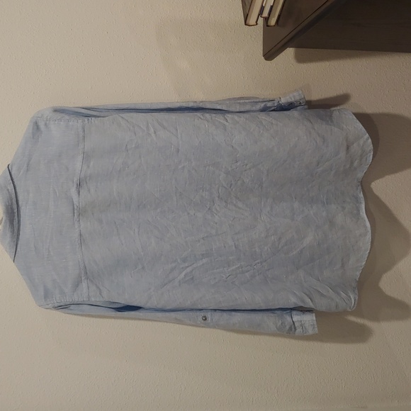 Sigrid Olsen 100% Linen Button Up Top Light Sky Blue Size Small - Picture 8 of 8